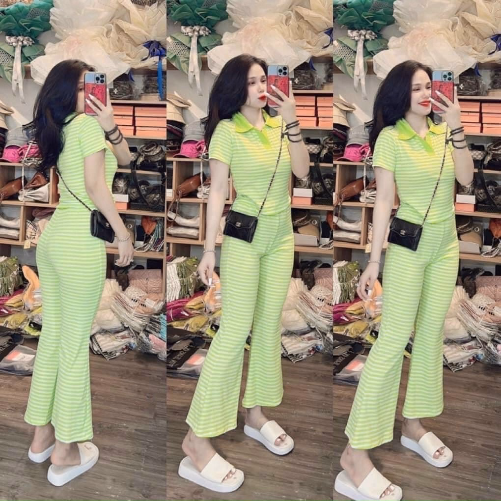 Set Bộ Thun Gân Tay Ngắn Quần Dài Loe - Be Yourself - Ảnh 4