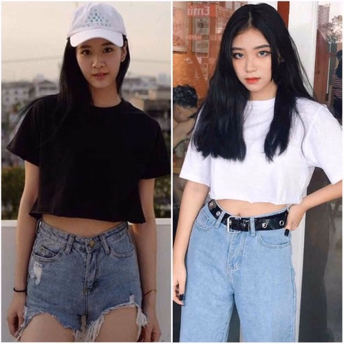 Áo Croptop Cộc Tay, Áo Thun Nữ Trơn Cổ Tròn - Dmastore - Ảnh 3