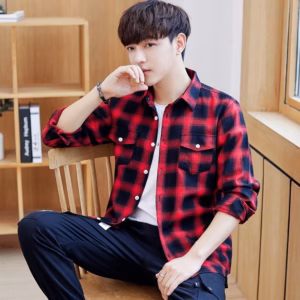 Áo Sơ Mi Nam Vải Dạ Kẻ Sọc Caro - Men’S Style