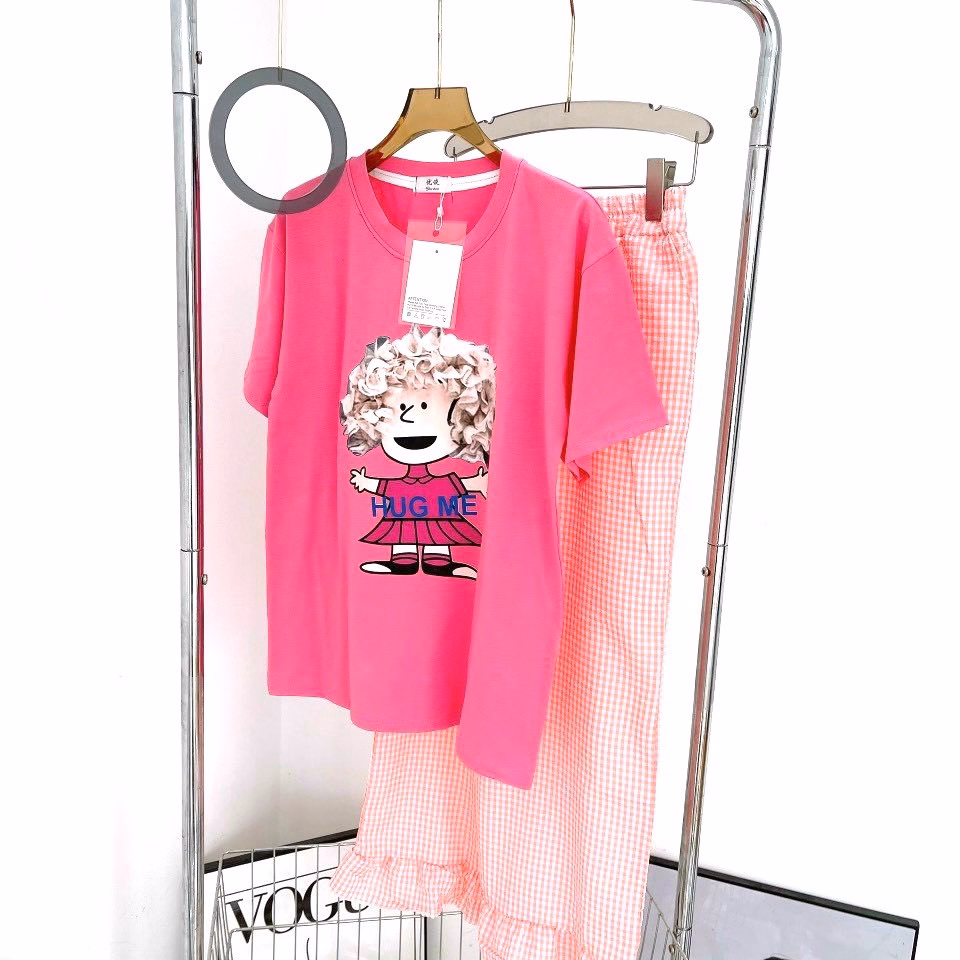 Set Bộ Cô Gái Phối Lưới -Quần Suông Caro Lai Bèo Freesize Ct075 - Nana House - Ảnh 2