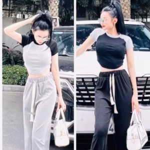 Set Áo Croptop Vạt Bầu Quần Suông Ct780 - Nana House