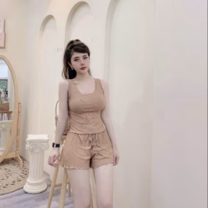 Bộ Sản Phẩm Áo Ba Lỗ Viền Bèo Kèm Quần Short Cạp Chun Chất Cotton Lạnh Sqavb - Diepchi Fashion