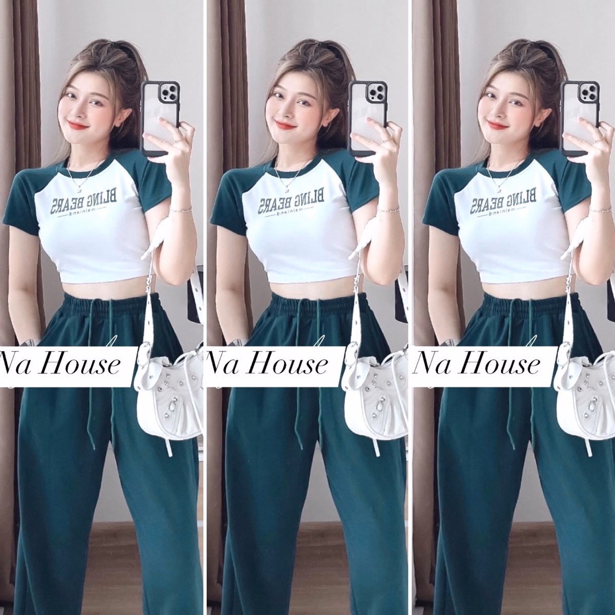Set Bộ Đồ Nữ Thun Áo Crotop Mix Quần Ống Rộng Ct089 - Nana House