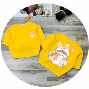 Áo Thun Bé Gái Form Lửng Cotton Cao Cấp In Hình Thỏ Dễ Thương Bkbg0305 - Zinpro
