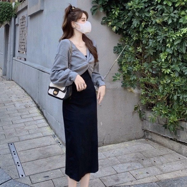 Set Áo Xoắn Ngực Cá Tính, Đầm 2 Dây Nữ Dáng Dài - Be Yourself - Ảnh 6