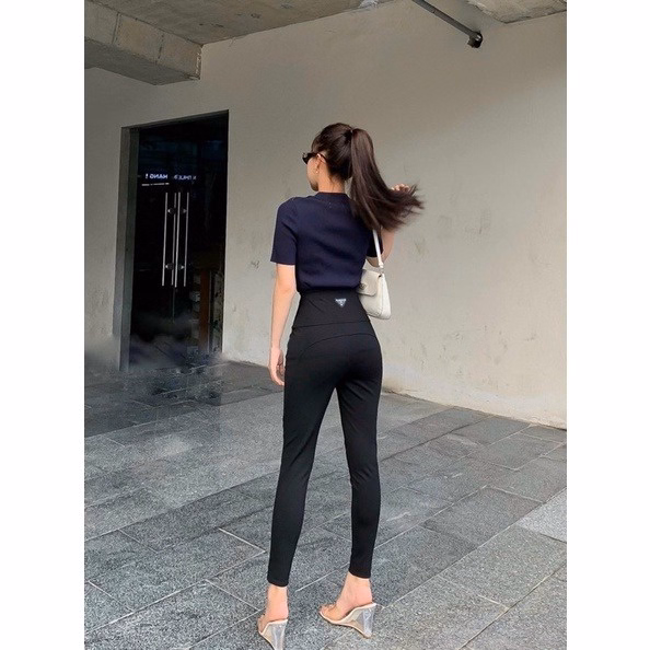 Quần Legging Nữ Cạp Cao Gen Bụng Phối Tag Tam Giác Ở Cạp Quần Qlgtg - Chipxinhxk - Ảnh 3