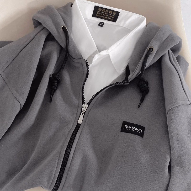 Áo Khoác Nỉ, Áo Hoodie Form Rộng Mũ 2 Lớp Chất Nỉ Cotton Logo Thenoal - Xưởng May Thu Bio - Ảnh 4