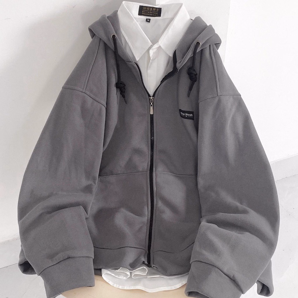 Áo Khoác Nỉ, Áo Hoodie Form Rộng Mũ 2 Lớp Chất Nỉ Cotton Logo Thenoal - Xưởng May Thu Bio