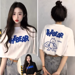 Áo Thun Nam Nữ, Chất Cotton Khô 3158 100%. Chữ Thebear - Quần Áo Thu Bio