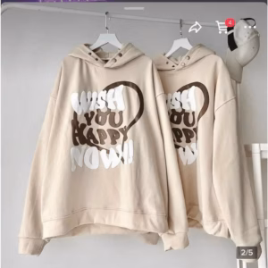 Áo Hoodie Nữ Vải Nỉ Wish You Happy Phối Nút Cổ Cá Tính Thời Trang - Golden Dream Tp3279
