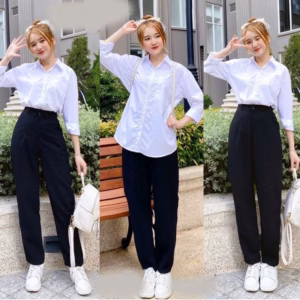 Áo Sơ Mi Trắng Nữ Dài Tay Có Túi