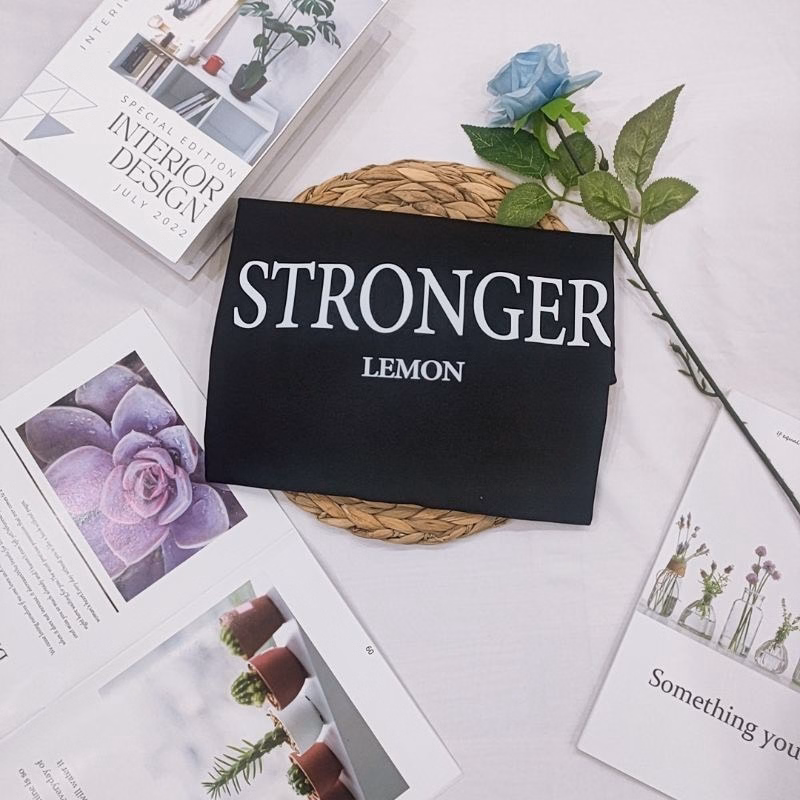 Áo Thun Nữ, Áo Phông Chữ Stronger Lemon Chất Cotton 2 Màu Đen Trắn - Ảnh 4