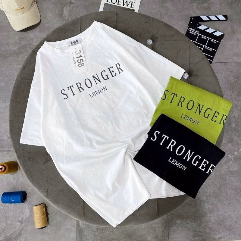 Áo Thun Nữ, Áo Phông Chữ Stronger Lemon Chất Cotton 2 Màu Đen Trắn - Ảnh 2