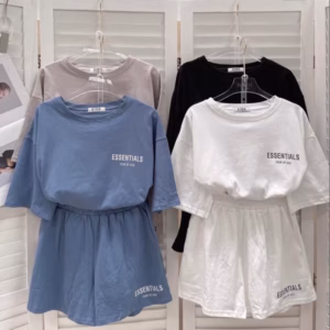 Bộ Đùi Nữ, Set Quần Đùi Áo Phông Chữ Essential 3 Màu