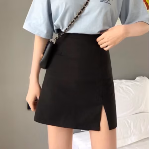 Chân Váy Ngắn Chữ A Xẻ Tà Phong Cách Công Sở Lưng Cạp Cao (Có Quần Trong) Ug420 - Nana House