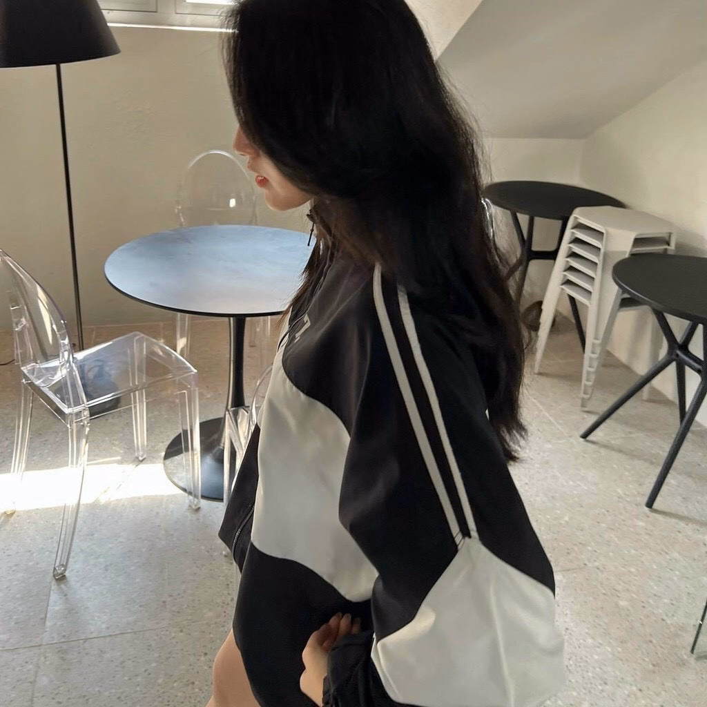 Áo Khoác Dù Nam Nữ Zzia Chất Vải Gió 2 Lớp Form Rộng Chạy Sọc Tay Cao Cấp Màu Đen Sht03 - Minh Hà House - Ảnh 8