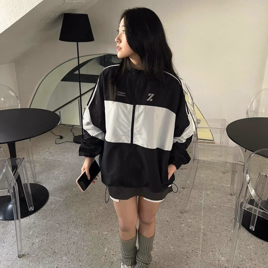 Áo Khoác Dù Nam Nữ Zzia Chất Vải Gió 2 Lớp Form Rộng Chạy Sọc Tay Cao Cấp Màu Đen Sht03 - Minh Hà House - Ảnh 7