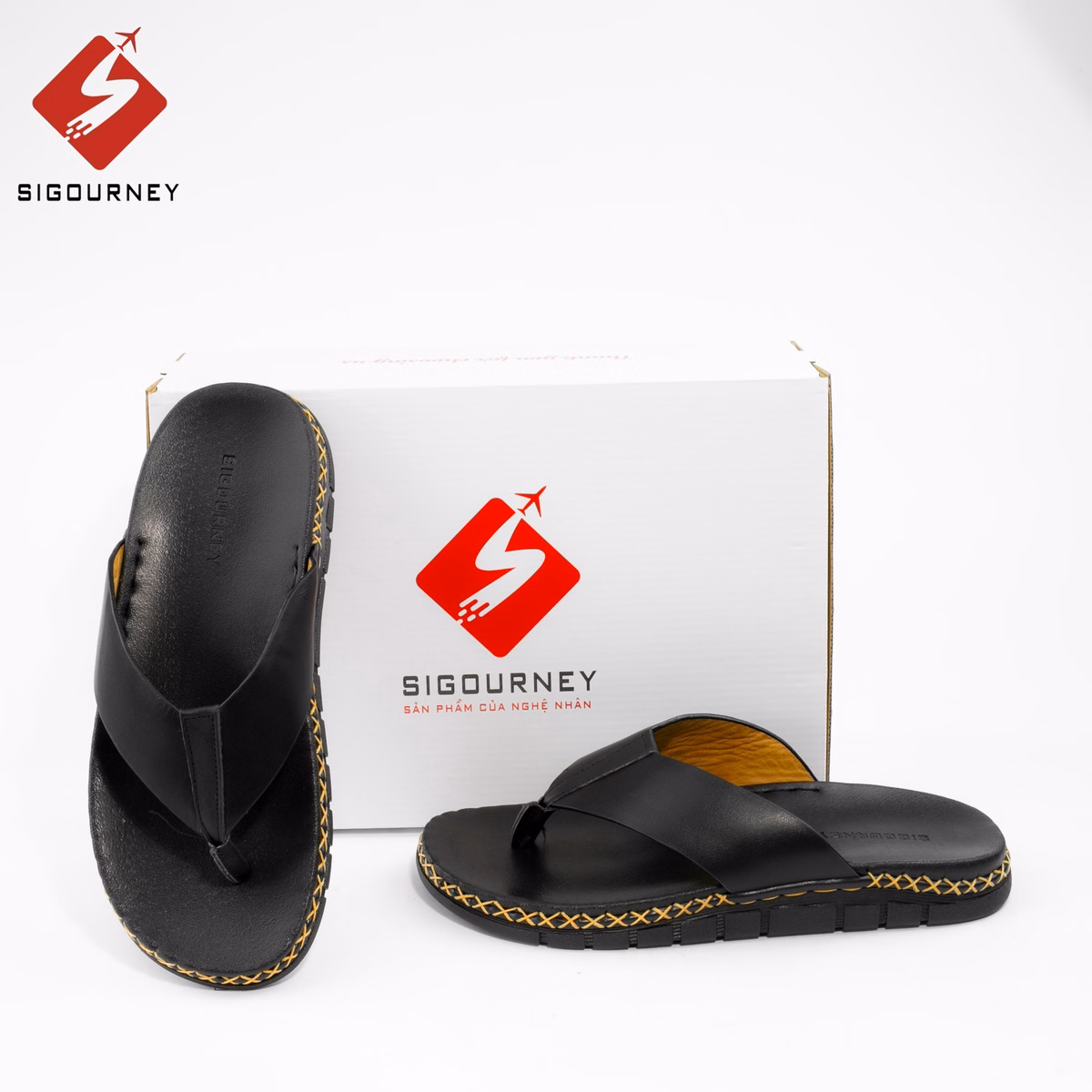 Dép Da Nam Xỏ Ngón Cao Cấp Từ Da Bò Khâu Đế Chắc Chắn Bảo Hành 18 Tháng - Sigourney - Ảnh 6