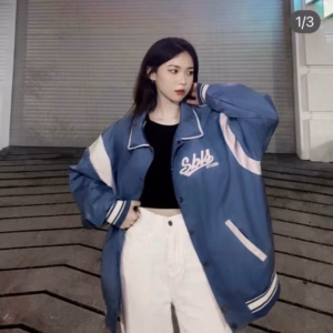 Áo Khoác Dù Nam Nữ Bomber Cổ Bẻ Form Rộng 2 Lớp Thiết Kế Kiểu Dáng Năng Động Thời Trang Màu Xanh Dương Sht11- Minh Hà House