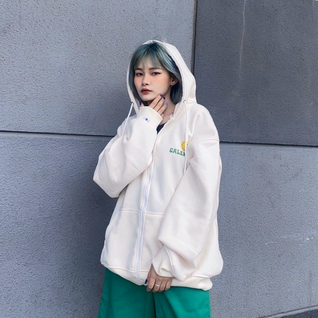 Áo Khoác Nỉ Bông Mềm Form Rộng Calem Cub Có Khóa Kéo Thời Trang Màu Trắng Sht16 - Minh Hà House - Ảnh 4