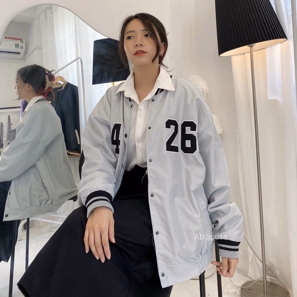 Áo Khoác Dù Nam Nữ Bomber 5426 Form Rộng Thiết Kế 2 Lớp Thời Trang Năng Động Màu Xám Sht19 - Minh Hà House - Ảnh 4