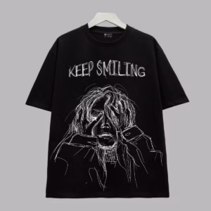 Áo Thun Tay Lỡ Unisex Nam Nữ In Chữ Keep Smiling Kèm Hình, Chất Liệu Cotton Mịn Mát Thấm Hút Mồ Hôi (Attl15)- Chốt Đi Store