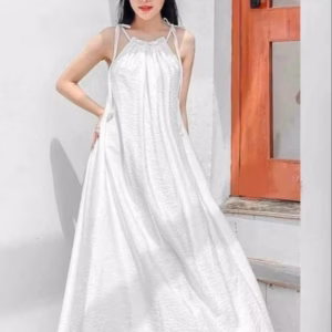 Đầm Maxi Cổ Yếm Vải Dũi Buộc Nơ - Ausa House