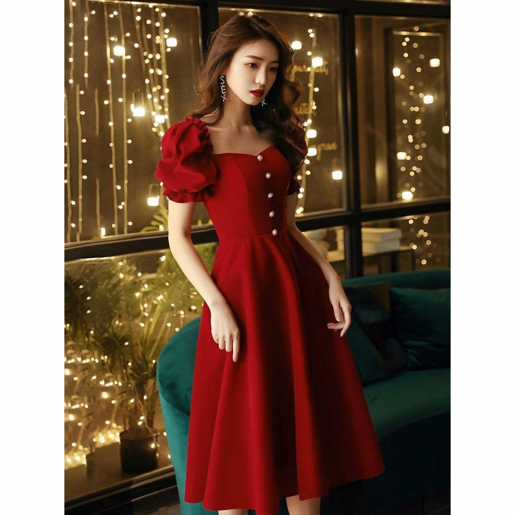Đầm Váy Nữ Dự Tiệc Tay Phồng Đính Nút Dd090 - Nana House - Ảnh 2