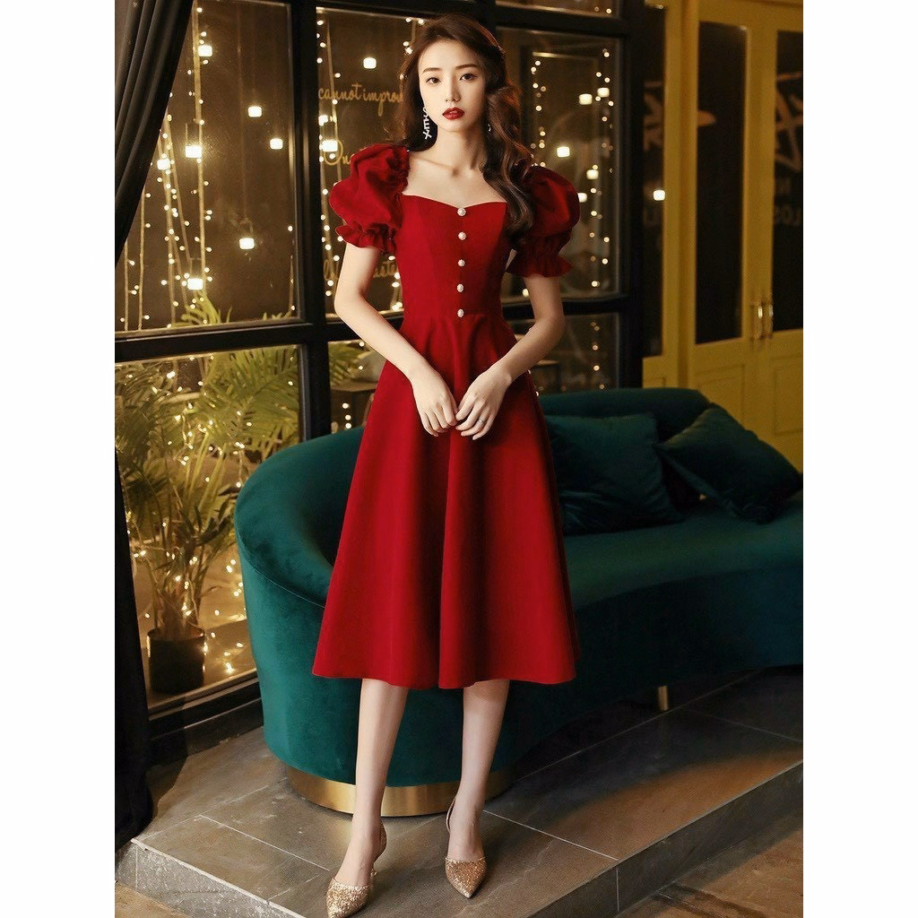 Đầm Váy Nữ Dự Tiệc Tay Phồng Đính Nút Dd090 - Nana House - Ảnh 4
