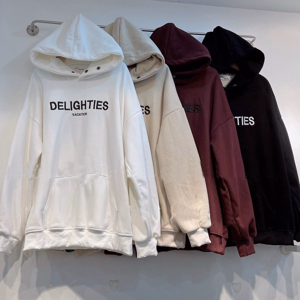 Áo Hoodie Nữ Thêu Chữ Delight Phối 2 Nút Cổ Tp 587 - Golden Dream - Ảnh 4