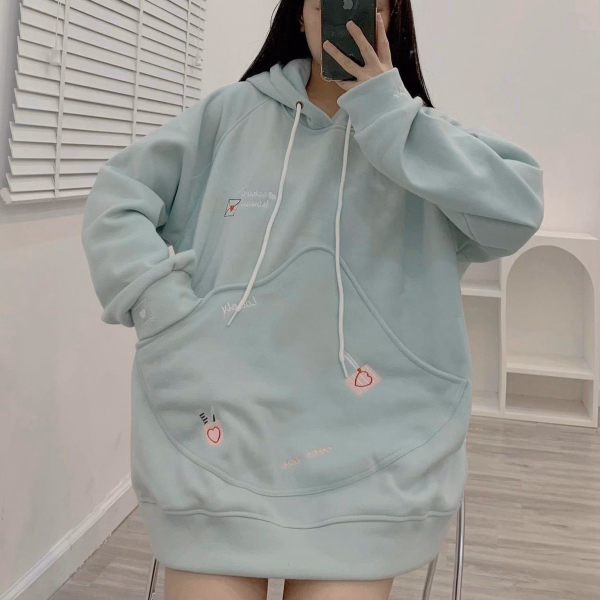 Áo Hoodie Nữ Vải Nỉ Thêu Nhiều Hình Độc Đáo Mẫu Bánh Mì Cá Tính - Golden Dream - Ảnh 4