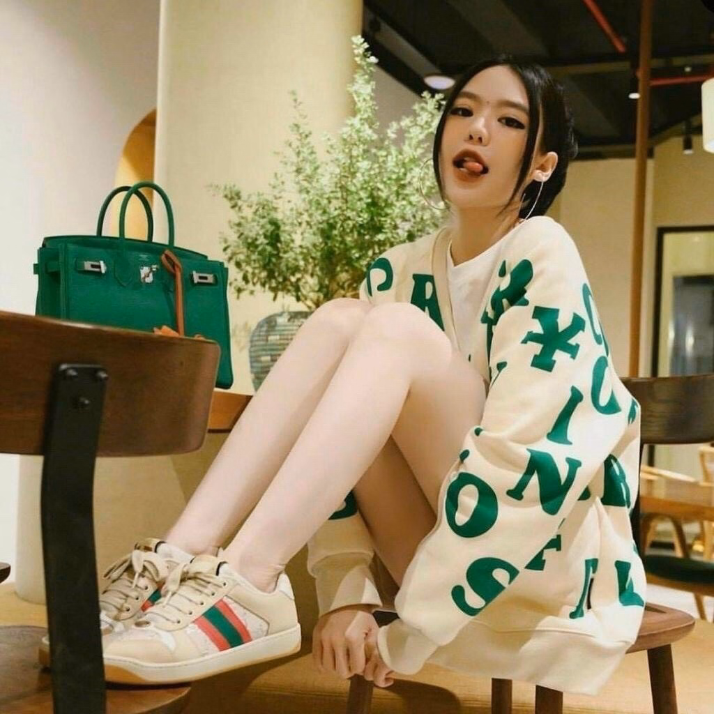 Áo Khoác Nỉ Bông Cardigan In Chữ Thời Trang Phong Cách Màu Kem/ Đen Sht29 - Minh Hà House - Ảnh 3