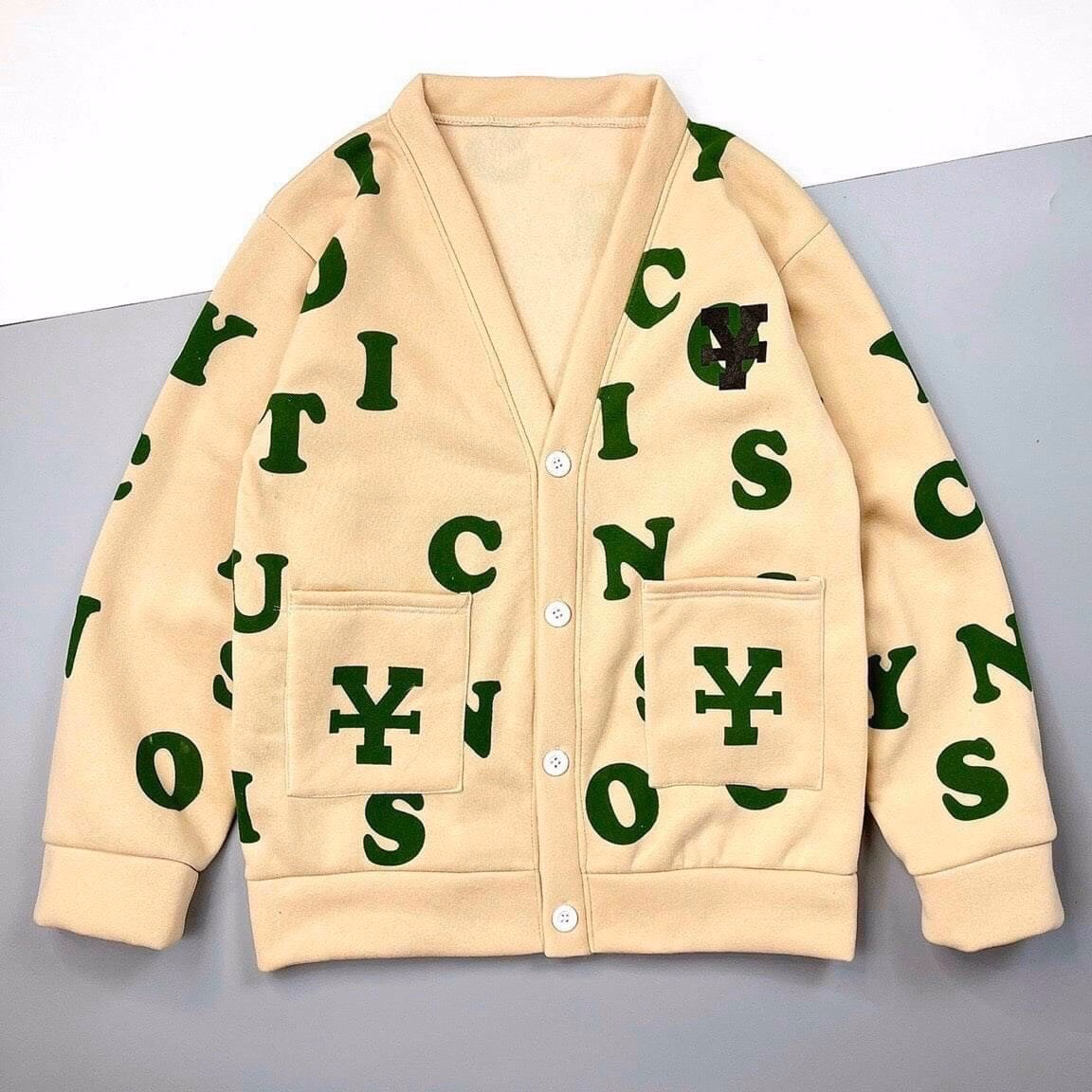 Áo Khoác Nỉ Bông Cardigan In Chữ Thời Trang Phong Cách Màu Kem/ Đen Sht29 - Minh Hà House