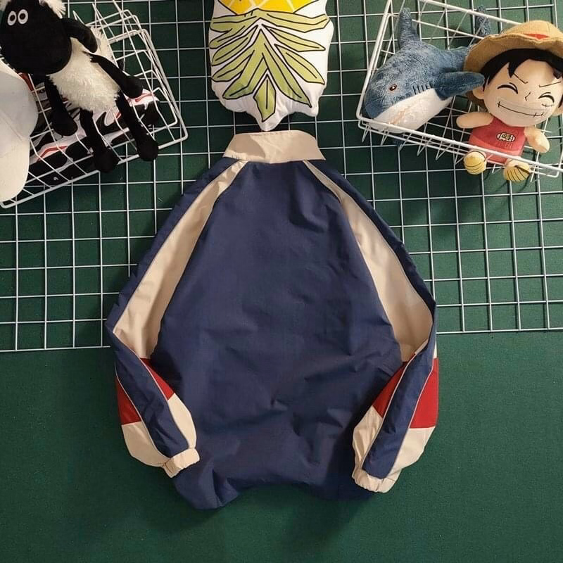 Áo Khoác Dù Nam Nữ Chất Vải Gió 2 Lớp Form Rộng Phối Màu Độc Lạ Freesize Màu Đen/ Xanh Sht32 - Minh Hà House - Ảnh 5