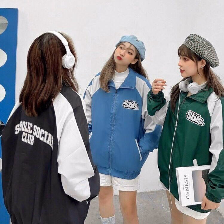 Áo Khoác Dù Nam Nữ Miss Floss Jacket Chất Vải Gió 2 Lớp Form Rộng Thời Trang Freesize Màu Xanh/ Trắng Sht33 - Shthouse - Ảnh 4