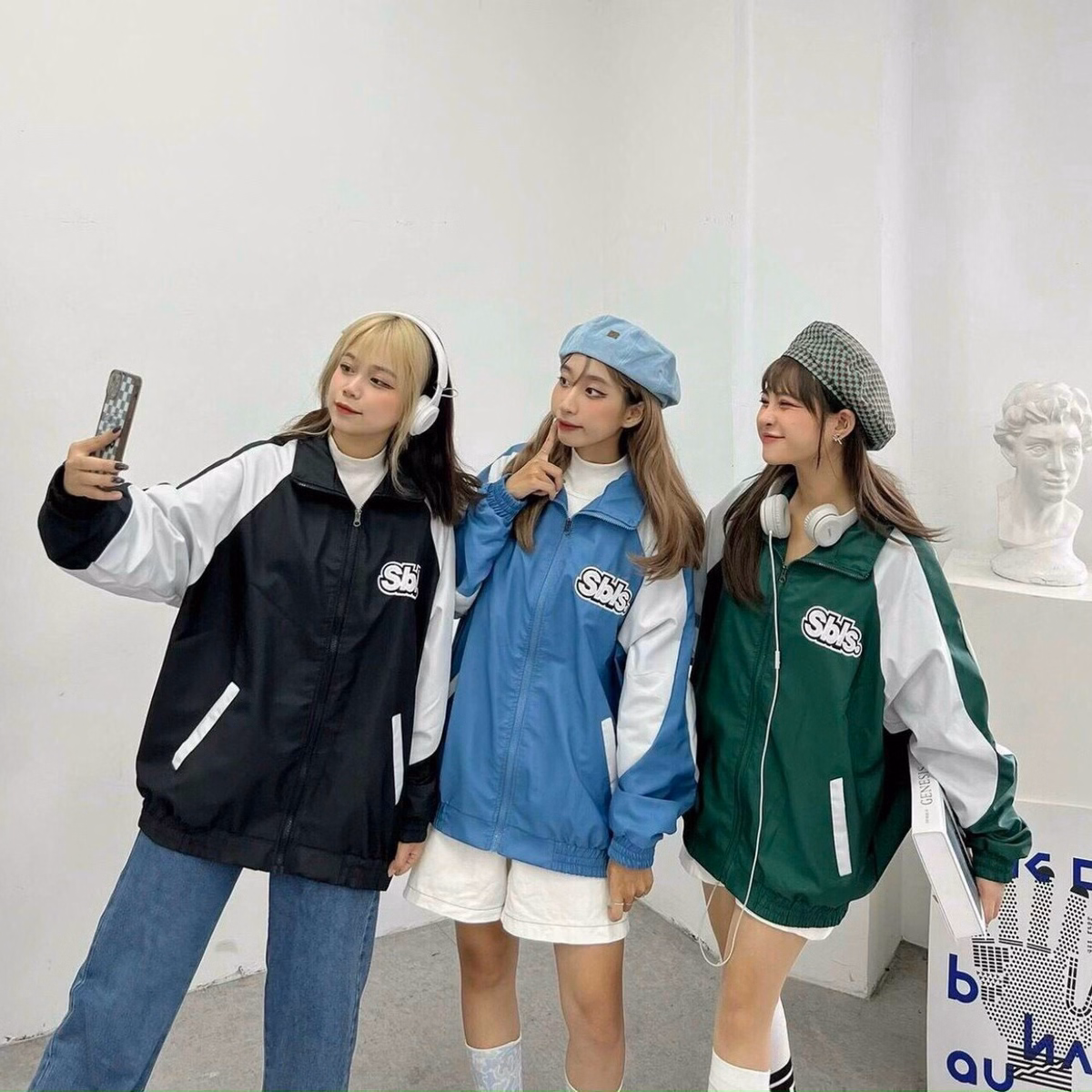 Áo Khoác Dù Nam Nữ Miss Floss Jacket Form Rộng Thời Trang Freesize Màu Đen/ Xanh Đậm Sht33 - Minh Hà House - Ảnh 4