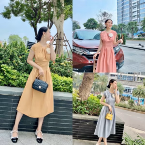 Đầm Lụa Kèm Bông Hoa Ghim Rời Tùy Thích Ct095 - Nana House