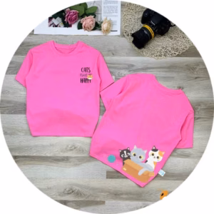 Áo Thun Bé Gái In 3 Chú Mèo Happy - Be Yourself