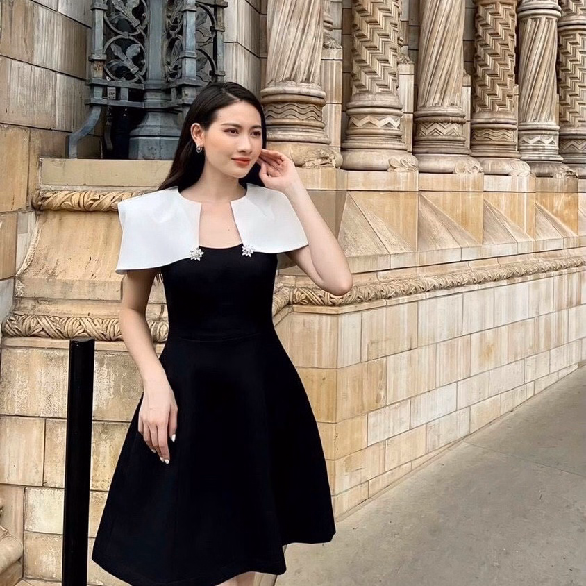 Váy Dự Tiêc Dáng Xòe Vai Kiểu Sang Chảnh V363 - Haka Mây