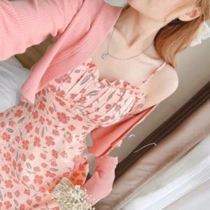 Set Váy Hoa Nhí Tiểu Thư Hai Dây Kèm Áo Khoát V487 - Haka Mây