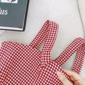 Váy Dáng Xòe Cổ Dây Caro Vuông Xinh Xỉu V500 - Haka Mây