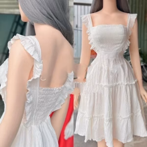 Đầm Xòe Hai Dây Viền Bèo Tiểu Thư Dịu Dàng V523 - Haka Mây