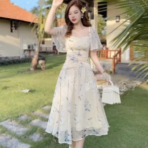 Đầm Voan Hoa Tiểu Thư Dịu Dáng Sang Chảnh V516 - Haka Mây