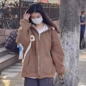 Áo Khoác Nữ, Áo Hoodie Form Rộng Mũ 2 Lớp Chất Nỉ Cotton Chữ C