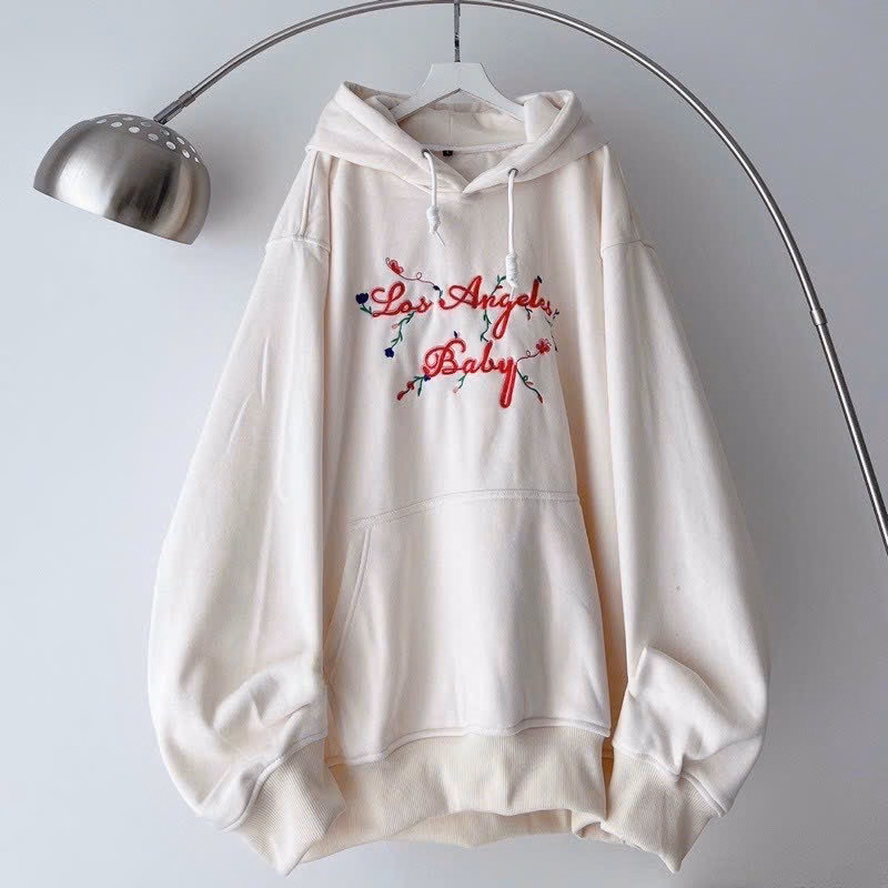 Áo Hoodie Nữ Chất Nỉ Thêu Chữ Los Angel Baby Phối Hoa Siêu Xinh Tp453 - Golden Dream