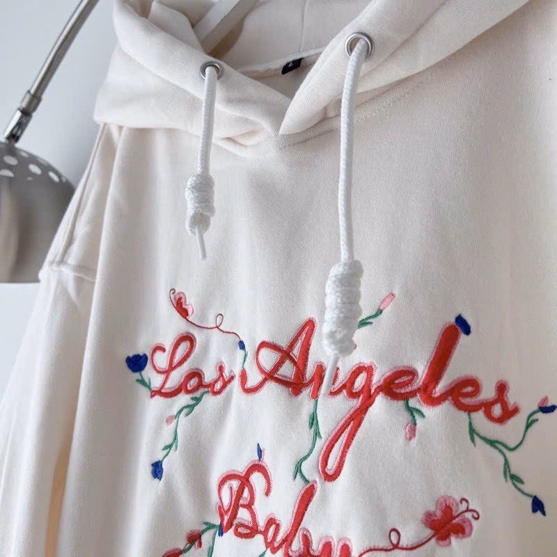 Áo Hoodie Nữ Chất Nỉ Thêu Chữ Los Angel Baby Phối Hoa Siêu Xinh Tp453 - Golden Dream - Ảnh 2