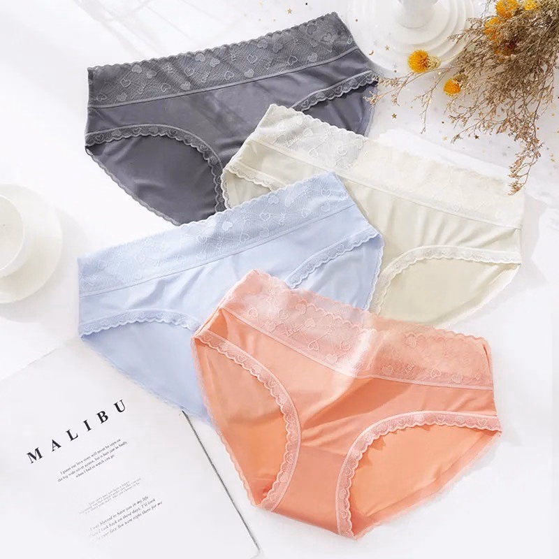 Set 5 Quần Lót Lụa Lạnh Cạp Cao Kháng Khuẩn Tim Không Lộ Viền Cao Cấp - Size M - Giao Màu Ngẫu Nhiên - Vanass - Ảnh 4