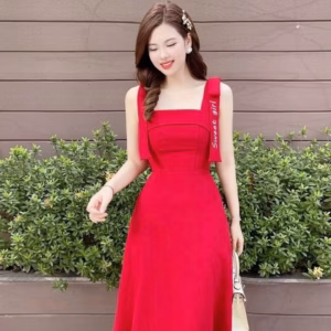 Đầm Váy Nữ 2 Dây Kết Nơ Màu Đỏ Dd880 - Nana House