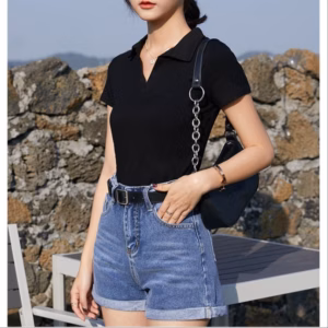 Áo Polo Nữ Cộc Tay Cổ V Dáng Ôm 2 Màu Kiểu Dáng Đẹp, Hợp Thời Trang P002 – Chốt Đi Store
