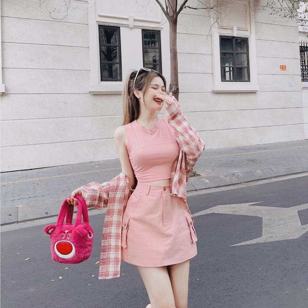 Set Đồ Bộ Nữ 3 Món Cùng Tông Mix Chân Váy Dd013 - Nana House - Ảnh 4